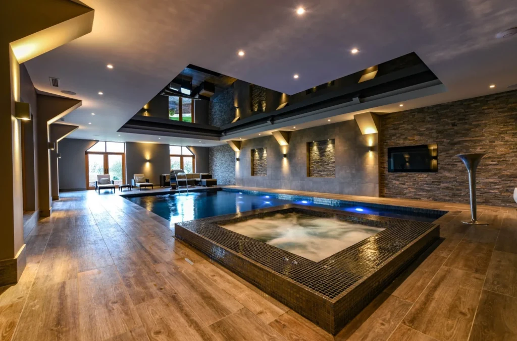 Luxurious indoor swimming pool with hot tub and spa facilities